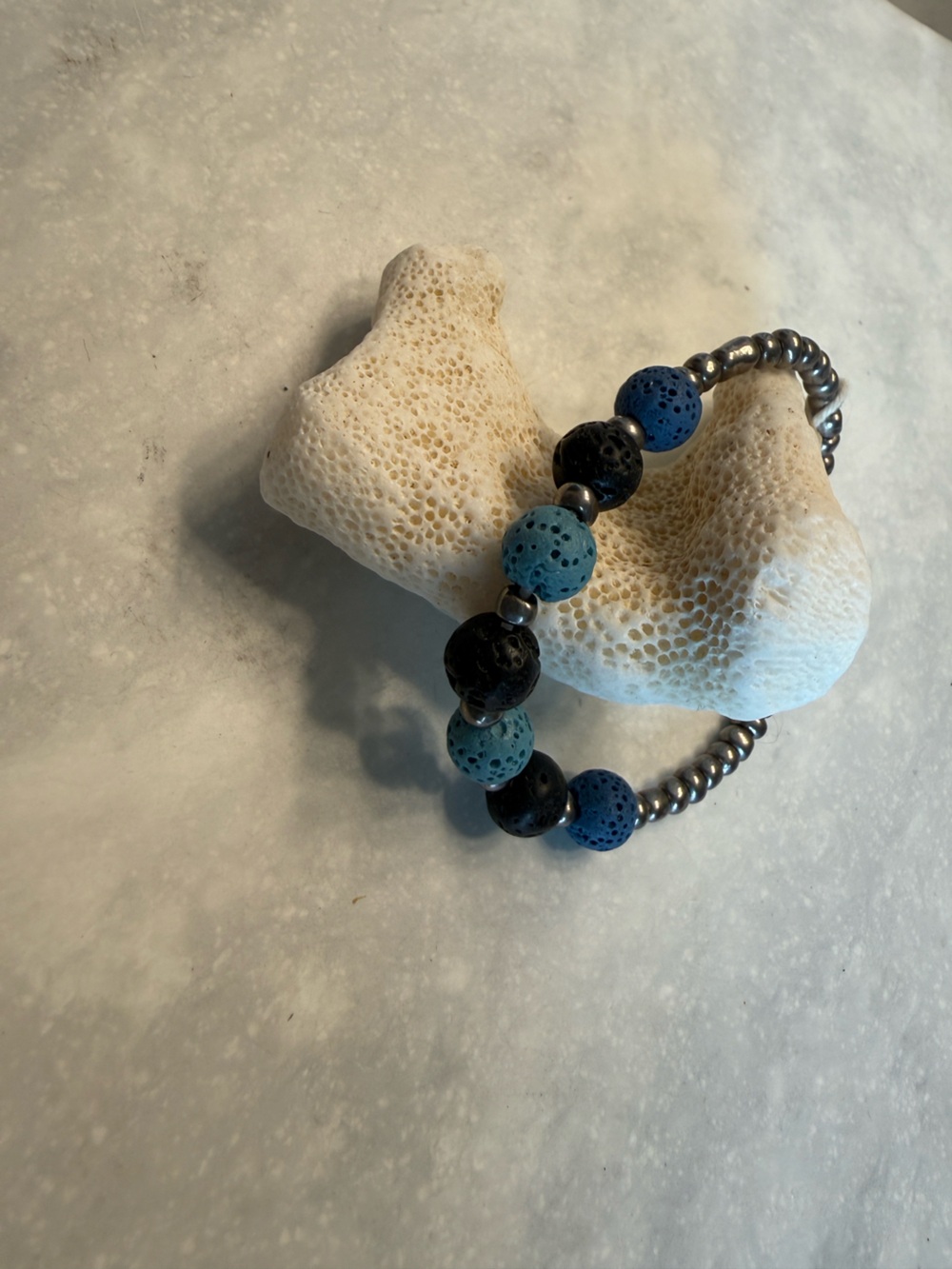Blue & Black Beaded Lava Stone Bracelet - Women's Jewelry - Picture 2 of 3